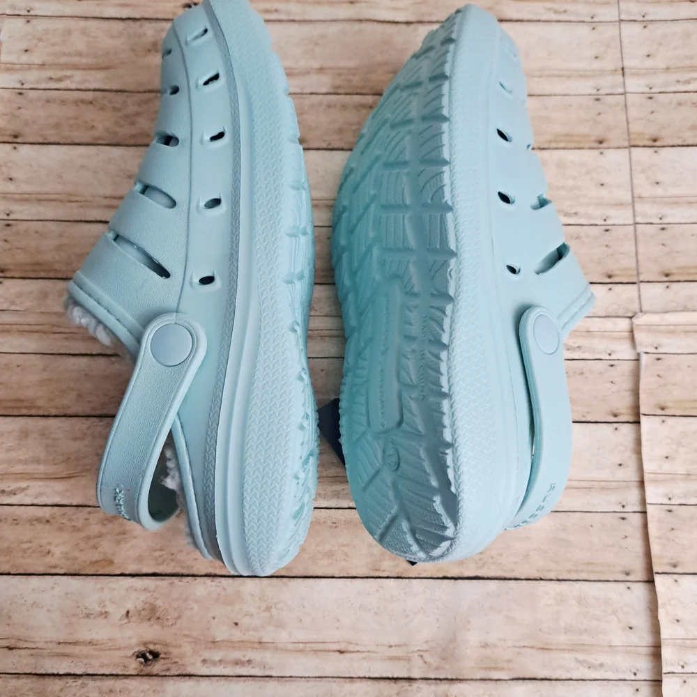 Rugged Shark Toddler Big Kids Lined Clogs Aqua Slippers Sandals Mint Green